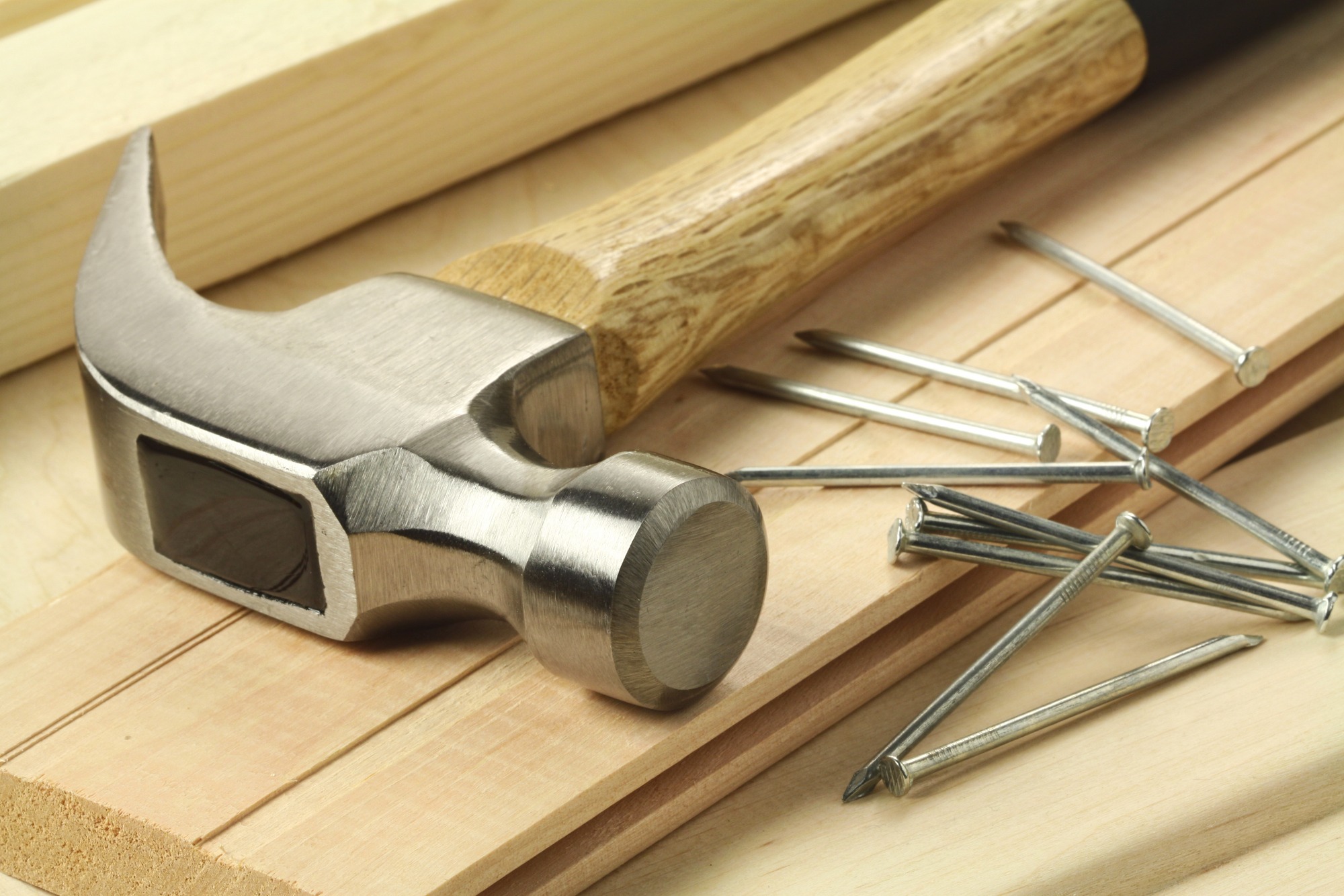 Wooden planks, hammer and nails.