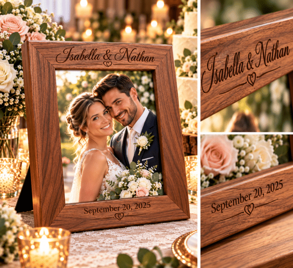 Heritage Solid Wood Picture Frame — Personalized, Oak or Walnut, 5×7 or 8×10